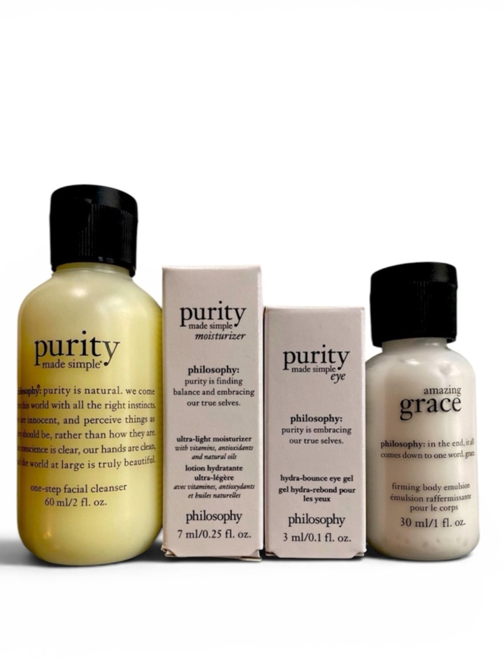 skincare travel size gift set with light blue pouch-philosophy